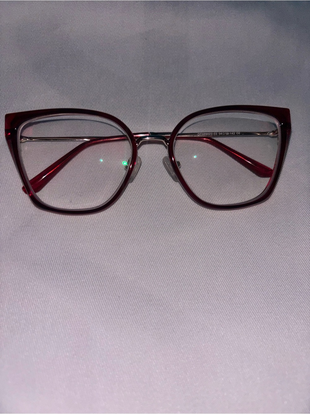 Women's Red Cat-Eye Glasses with Metal Bridge